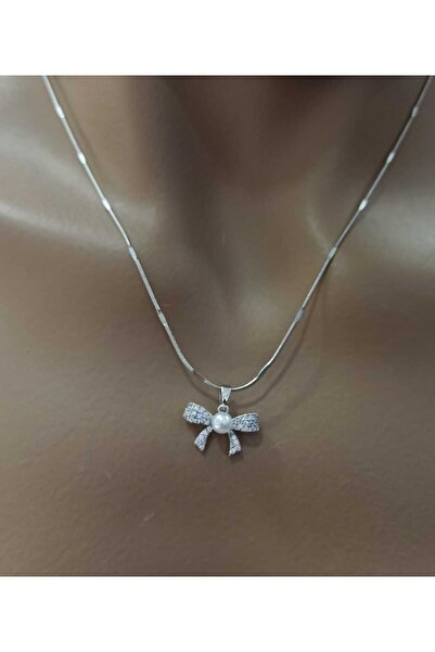 Simge Gümüş Steel Pearl Daisy Necklace
