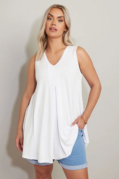 Stil Diva Plus Size Zero Sleeve V-neck Skirt Loose Basic Blouse191310