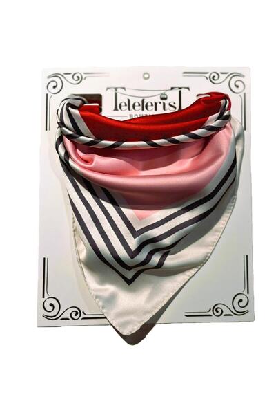 Bandana-Fular 55x55 Retro Çizgi Kare Desenli