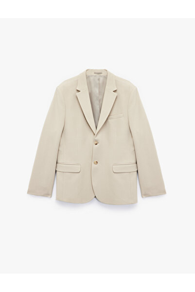 Koton Uzun Kollu Kapaklı Cep Detaylı Düğmeli Slim Fit Mono Yaka Blazer Ceket