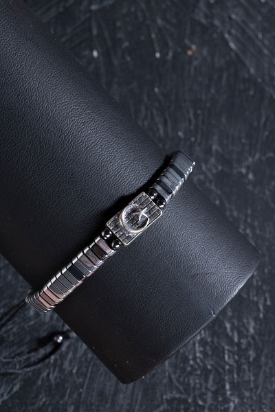 OSMANLI DOĞAL TAŞ Certified Moon Star Silver Apparatus Hematite Natural Stone Macrame Bracelet