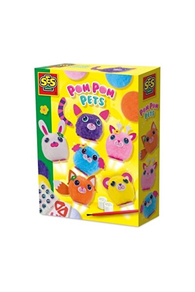 INNY Творчески комплект за деца, Животни с помпони, 6 части, Многоцветен