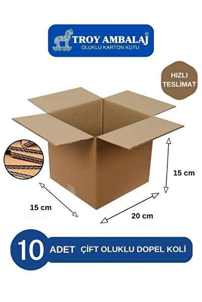 TROY AMBALAJ 20x15x15 Çift Oluklu BC dalga ( 10 Adet ) Taşıma Taşınma Kolisi Kutu Boş Karton