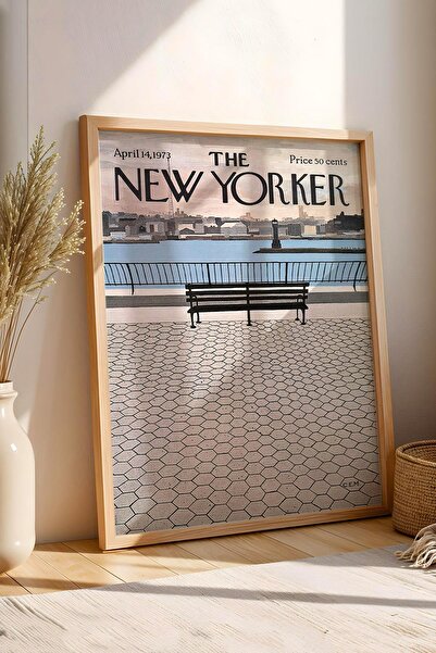 Saturn Pictură înrămată The New Yorker 14 aprilie 1973 - Bancă pe plajă