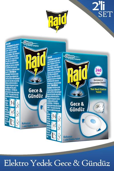 Raid Gece & Gündüz Sinekkovar 1 Yedek(240 Saat) Sivrisinek ve Karasineklere Karşı Etkili x 2 Adet