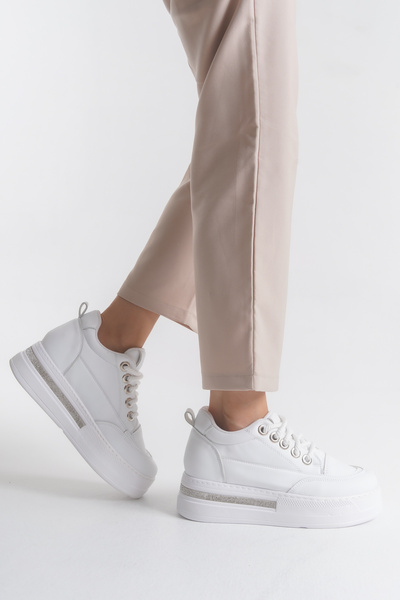 Solo Bag Women's Hidden Wedge Heeled White Sports Shoes