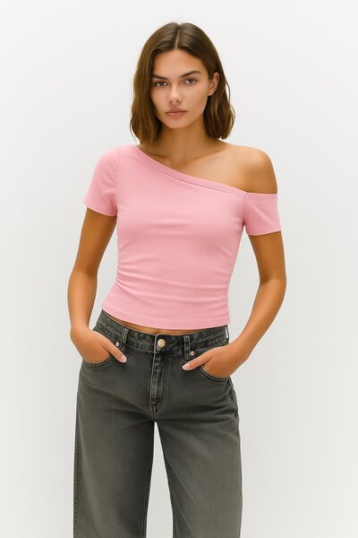 HAKKE Bluză tricotată elastică cu guler asimetric