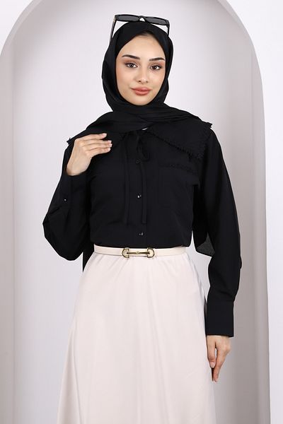 İmajButik Black Collar Fisto Detailed Shirt