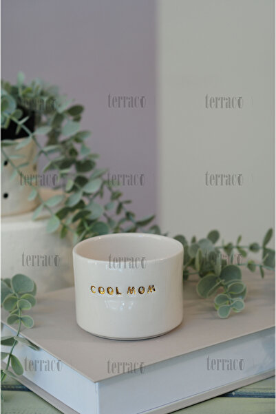 terraco ceramic Cool Mom Written Handmade Ceramic Mug with Gold Detail