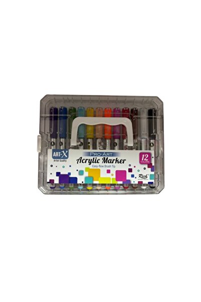 Rich Art-X Pro Fırça Uçlu Akrilik Marker 12'Li Kristal Kutu Set (KLM-FRÇ-19715)