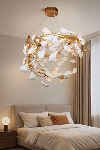 VİSENTE HOME Modern Tasarım Avize Porselen Yapraklar Kolye Işıkları Otel Oturma Yemek Odası Galeri Boşluğu