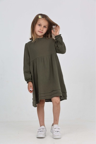 Toontoy Girl's Collar Ruffle Dress