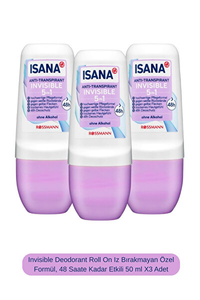 ISANA Invisible Deodorant Roll On Iz Bırakmayan Özel Formül, 48 Saate Kadar E...