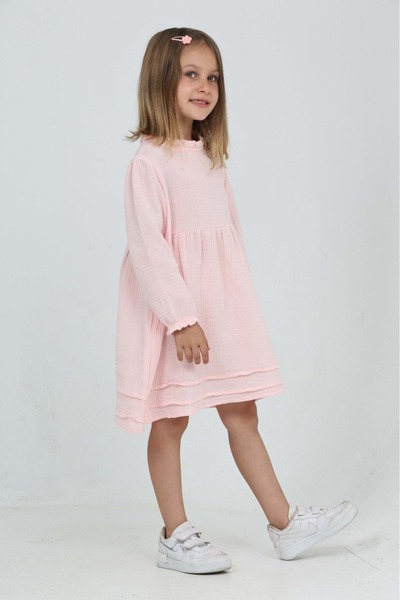 Toontoy Girl's Collar Ruffle Dress
