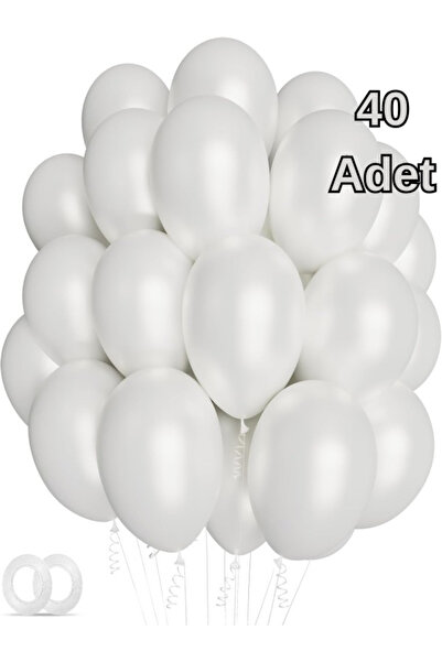 Baloncu Dükkanı 40 Adet İnci Beyaz Balonlar Parlak Parti Balonu Mezuniyet, Ni...