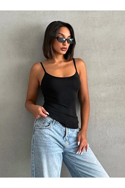 The Base Γυναικείο μαύρο μπλουζάκι Scuba με λουράκι με κορδόνι