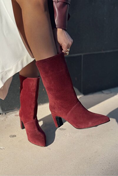 I Love Shoes حذاء نسائي من جوايلسا مصنوع من الجلد السويدي الأصلي باللون الأحم...