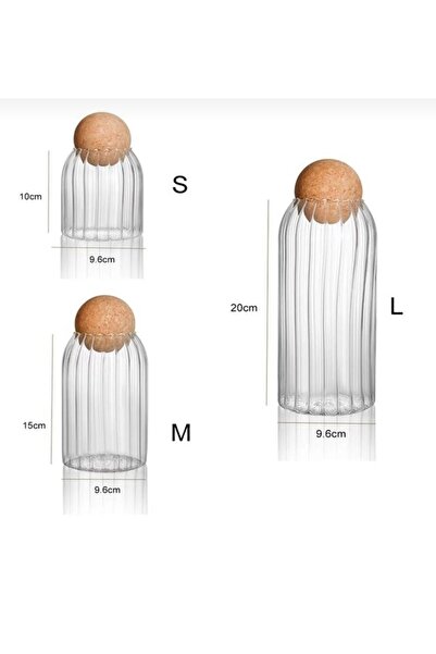 silvia home decor Glass Jar with Cork Ball Lid Set of 3