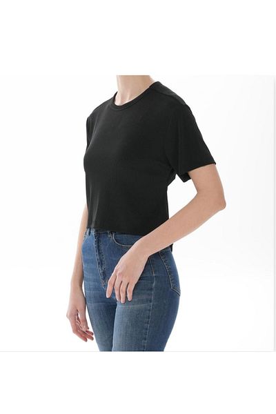 Fü Me Style Fü&Me Style Women's Black Back Detailed Crew Neck Blouse