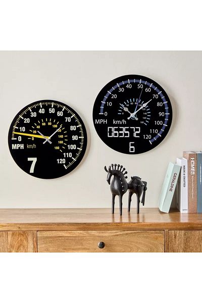 Home Box Fero Speedometer Clock with Tinted Glass - 38x4.5x38 cm