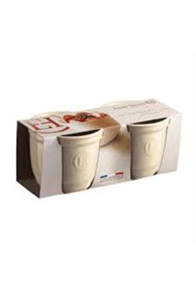 Emile Henry طقم أواني فرن رامكين رقم 8 مكون من قطعتين إكرو/طين 0,17 لتر طول: 8,5 - ارتفاع: 7 سم