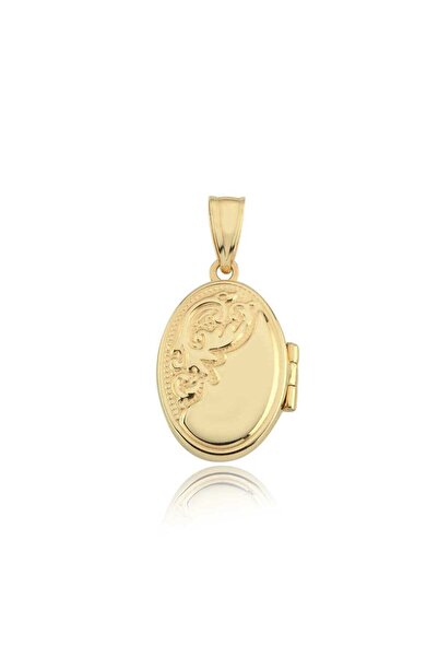 Cherry by Özkonak Çiçek Motifli Oval Kapaklı Kolye Ucu