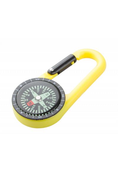 dalip Keychain Carabiner with Compass, Yellow
