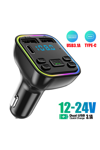 Zen Store Car Bluetooth 5.0 FM Transmitter PD Type-C Dual USB 3.1 A Fast Charger