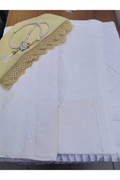 Firdevs moda çeyiz Çeyizlik 5 Parça Elişi Dantelli Seccadeli Set