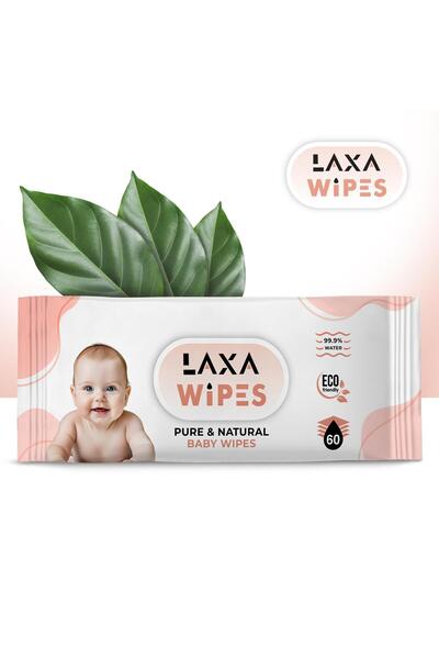 laxa wipes مناديل مبللة للأطفال، 99% أساسها الماء - مضادة للحساسية وخالية من العطور للبشرة الحساسة، 60 منديلًا