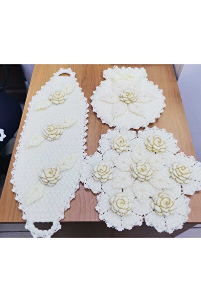 Firdevs moda çeyiz El Örgüsü 3 Parça Çeyizlik Lif Seti