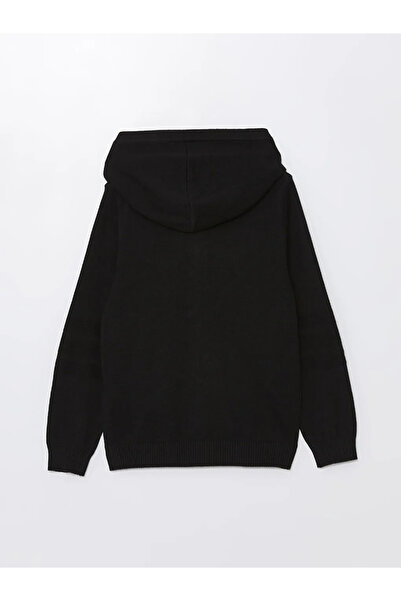 LC Waikiki LCW Kids Cardigan tricotat pentru băieți, cu glugă, cu mânecă lungă, negru