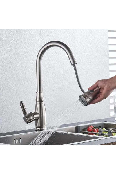 Alista Home Baterie de bucătărie cu duș extractibil, oțel inoxidabil SUS 304, satinat, YSQ/105