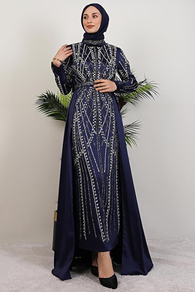GİYZAMİLA Stoned Ruby Dress Navy Blue