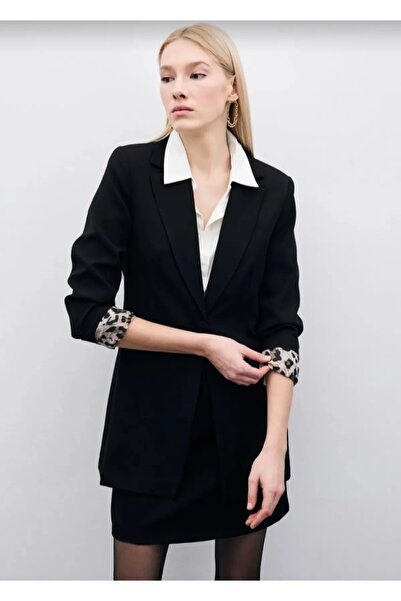 Sateen سترة بليزر ببطانة الفهد