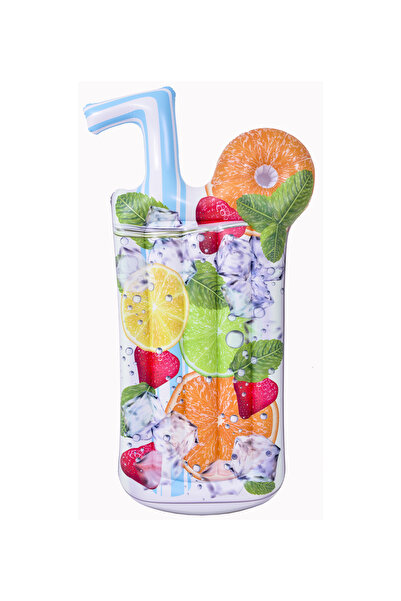 Fab N Funky Pool Float, Summer Play, Glass Drink Theme, 3 Years+, L 177 x B 91 x H 18 cm - Multicolour