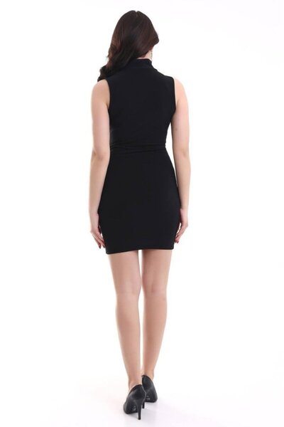 ALPACO Rochie pentru femei cu guler asimetric din țesătură Sandy, peste genunchi - COLECȚIE