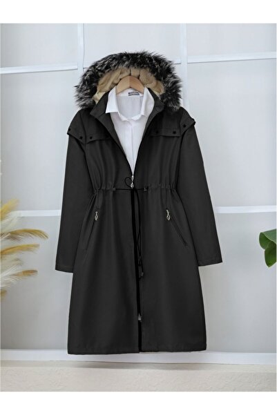 ALPACO Παλτό Çıkma με κουκούλα με μεταλλική λεπτομέρεια αστεριού -Μαύρο