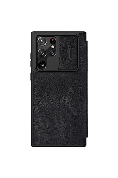dalip Husă din piele Qin Pro pentru Samsung Galaxy S22 Ultra, neagră