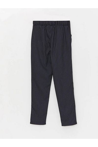 LC Waikiki Lcw Kids Navy Blue Elastic Waist Striped Girl's Trousers