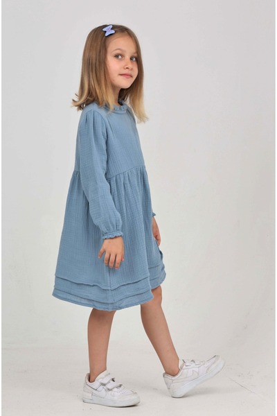 Toontoy Girl's Collar Ruffle Dress