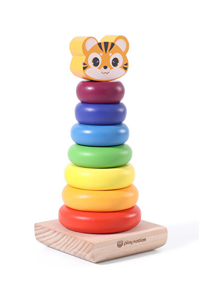 PlayNation Play Nation Premium Rainbow Stacking Rings, Colorful Rings, Multicolor - 8 Pieces