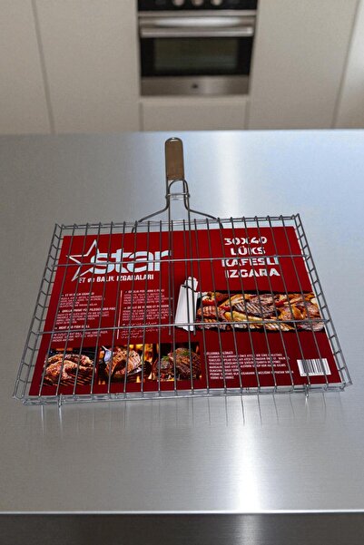 Star Lüks Büyük Kafesli Tel Izgara Mangal Izgara Et ve Balık Izgarası 30x40 Cm