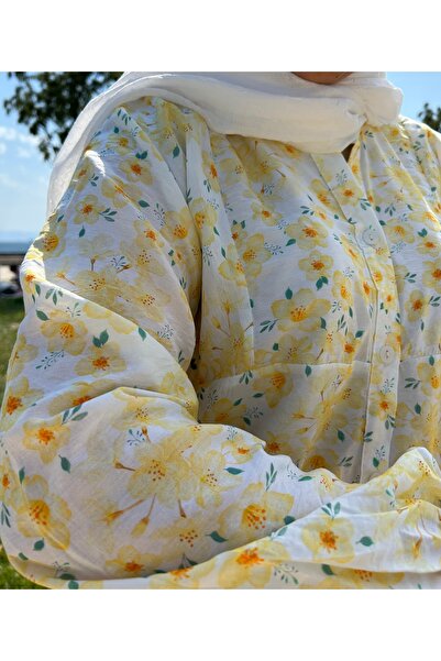 ezzo Oversize Kalıp Çiçek Tesettür Elbise