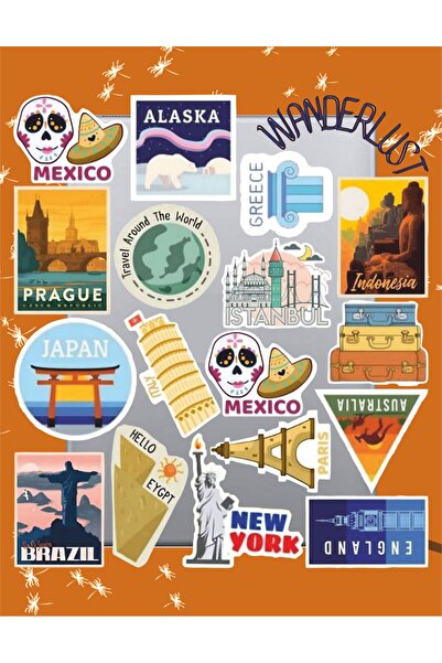 hediyenebak مجموعة ملصقات الرغبة في السفر |   كمبيوتر محمول Ajanda دفتر ملاحظ...
