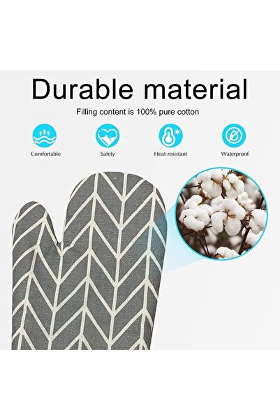 O Ozone Cotton Oven Mitts ,Pot Holders Heat Resistant Cooking Gloves | Grey Arrow Pattern