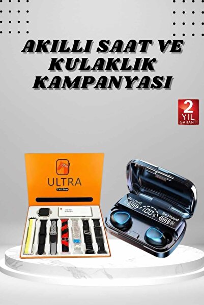 Genel Markalar Yeni Model Akıllı Saat ve Kulaklık Kampanyası Nabızz Ölçer Blu...