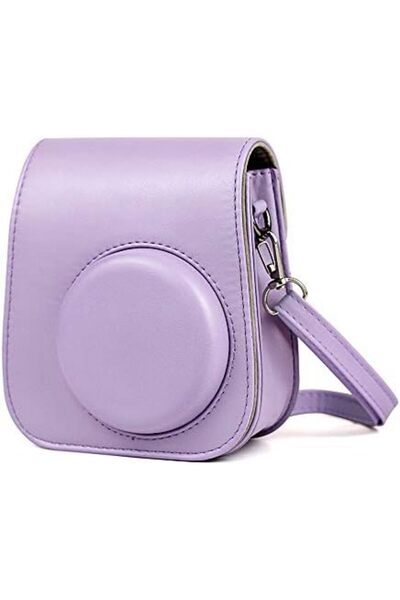 O Ozone جراب كاميرا فوجي فيلم إنستاكس ميني 11 الفورية مصنوع من جلد البولي يوريثان مع حزام قابل للتعديل، بنفسجي