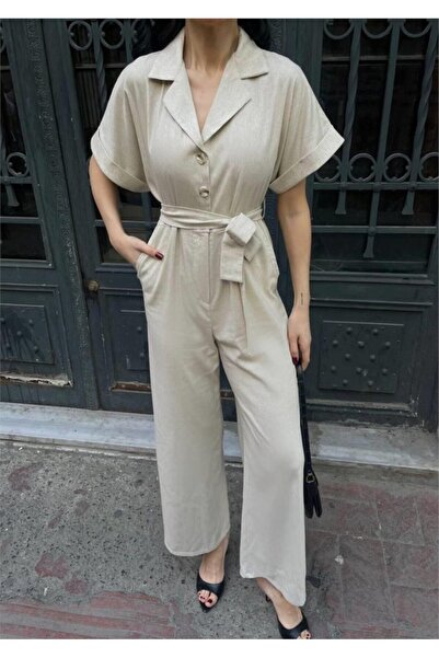 ALPACO Chain Overalls with Belt Detail - Cream -Collection