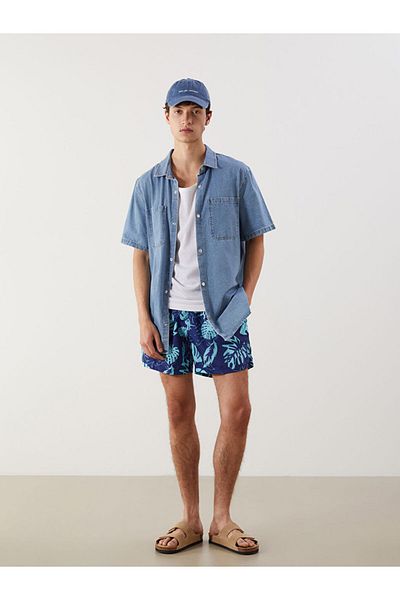 LC Waikiki Nou sezon, lungime scurtă, cu model, pentru bărbați, sorturi marine - S5HU71Z8